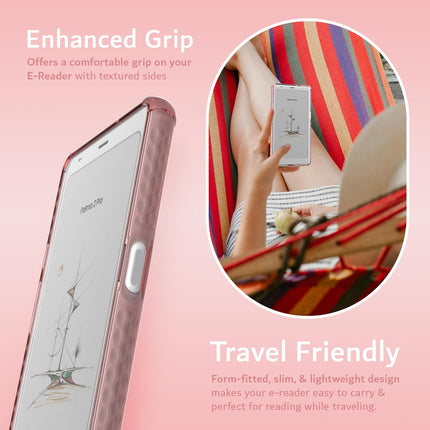 TUDIA SKN Clear Designed for Boox Palma 2 PRO Case Back Cover Shockproof Slim - [DO NOT FIT Palma 2] Anti Yellowing Silicone Gel Transparent Back Lightweight Grip TPU Bumper (Clear Pink)