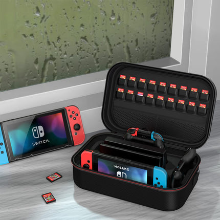 Switch Carrying Case Compatible with Nintendo Switch, 12 In 1 Accessories Bundle for Nintendo Switch with Carrying Case, Protective Case, Screen Protector, PlayStand, Joycon Grip & More (Black)