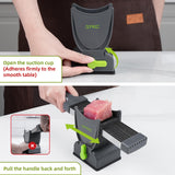 Fresh Meat Slicer, Thickness Adjustable Stainless Steel Kitchen Cleaver Knife Set With Block, Manual Fresh Meat Cutter Jerky Slicer For Beef Pork, Cooking BBQ Hot Pot (Gray)