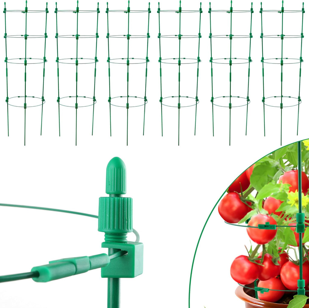 Sinimaka Upgrade Tomato Cage, 36 Inches 6 Pack Adjustable Tomato Plant Support Cages