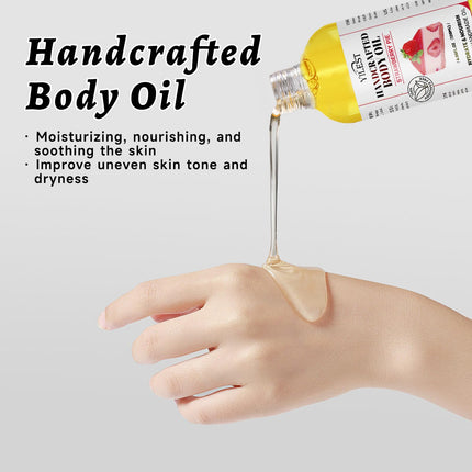 Strawberry Scented Body Oil - Ultra Moisturizing Natural Blend for Dry Skin (Jojoba, Almond, Coconut Oils) | Nourishing Skin Care Treatment for Women & Men (4.06FL.OZ, Strawberry Scented)