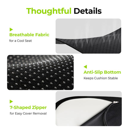 AUVON Contoured Seat Cushion for Tailbone Pain&Thigh Pressure Relief, SO4182 BLACK