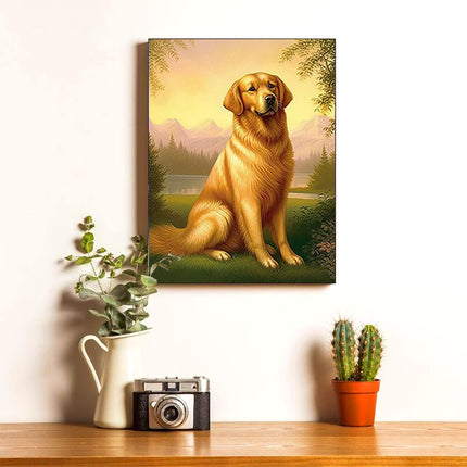 Reofrey 5D Diamond Grass Dog Golden Retriever Paint Kit with Diamonds Art Rhinestone Embroidery Cross Stitch Craft Decor (30x40 cm/ 12x16 inch）