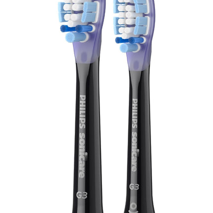 Philips Sonicare G3 Two-in-One - Genuine Replacement Electric Toothbrush Heads, Black, 2 Pack, HX9052/95