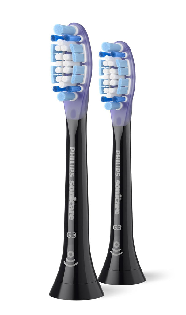 Philips Sonicare G3 Two-in-One - Genuine Replacement Electric Toothbrush Heads, Black, 2 Pack, HX9052/95