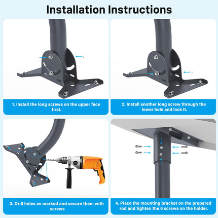 Starlink Mounting Kit,Mounting Kit with Starlink Pipe Adapter,Starlink Mini Wall Mount,Starlink Mini Vertical Rod Mount,for Starlink Mini Devices(Gray)
