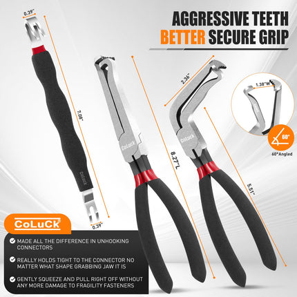 CoLuck 3 PACK Automotive Electrical Disconnect Connector Pliers Removal Tools
