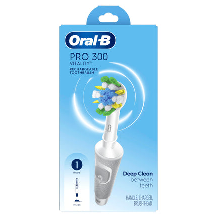 Oral-B Pro 300 Floss Action Vitality Electric Toothbrush with (1) Brush Head, Rechargeable, White