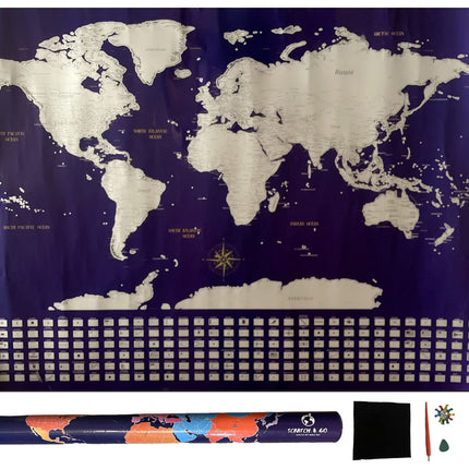 Scratch & Go World Map 24" x 31" Scratch off Map