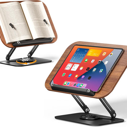 SupeDesk Adjustable Multifunctional Display Stand with 360° Rotating Bases, Foldable Designs, and Elastic Clips, for Recipe, Cookbooks, Tablets, Laptops, Books