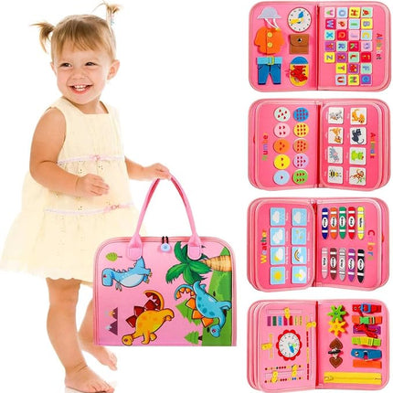 Winblo Toddler Busy Board - Montessori Toys Bithday Gift, Educational Learning Sensory Busy Book Activities Toy for Airplane Car Travel-Purple