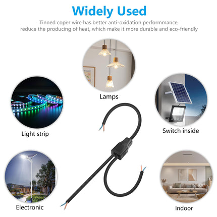 SINLOON 2 Wire Y Splitter Cable for Indoor/Outdoor LED Strip Lights - 17AWG Pre-tinned Extension Connector, 50cm/19.6inch (1 to 2 Pigtail)
