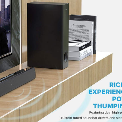 Creative Stage V2 2.1 Soundbar with Subwoofer, Clear Dialog and Surround by Sound Blaster, Bluetooth 5.0