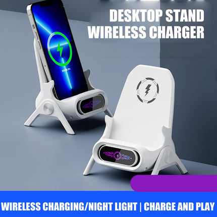 Magnetic Wireless Charger for Desk - 15w Fast Charging Mobile Phone Stand, Efficient Desktop Holder for Smartphones, Bedroom, Office, Coffee Table, or Home Use, Compact and Stylish