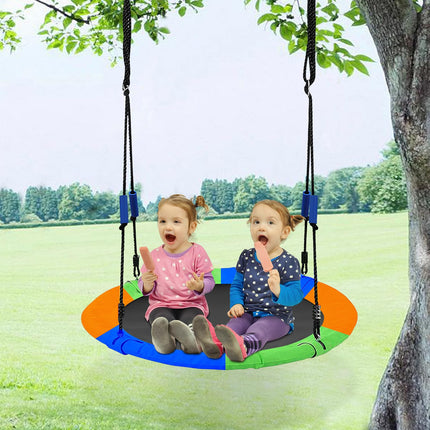 DEROFIT Indoor/Outdoor Adults/Kids 40 Inch Flying Saucer Tree Swing Set with Hanging Strap Kit with Steel Frame & Adjustable Rope, 750lb Weight Capacity
