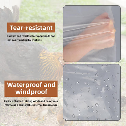 Fukaisu 2pcs Chicken Coop Cover, 3.5x2m/11.48x6.56 Feet Waterproof Clear Tarp for Chicken Coop Run Cover with 30 Cable Ties Heavy Duty PVC Pheasantry Runway Wrap for Outdoor Winter Farm