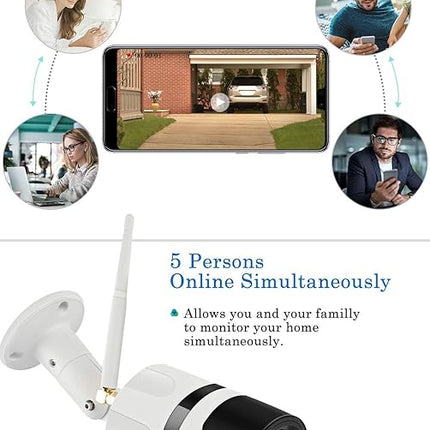 CHORTAU Outdoor Wireless Security Camera, Waterproof WiFi IP Camera With FHD 1080P, 180° Wide Angle Wireless Wifi Camera Home Surveillance Bullet Camera With Motion Detection