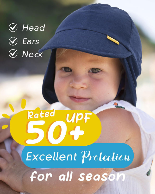 FURTALK Baby Sun Hat UPF 50+ UV Ray Sun Protection Cotton Toddler Hats, Navy