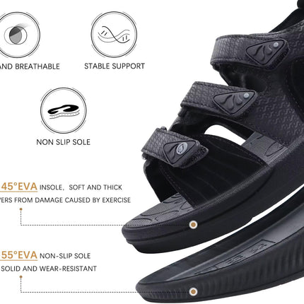 ONCAI Women's Hiking/Walking Sandals with Arch Support & Adjustable Straps, Black