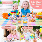 45Pcs Tea Party Set for Little Girls Princess Tea Time Toy Playset Ocean/Dinosaur Theme Kids Tea Set with Desserts & Carrying Case Kitchen Pretend Toy T134