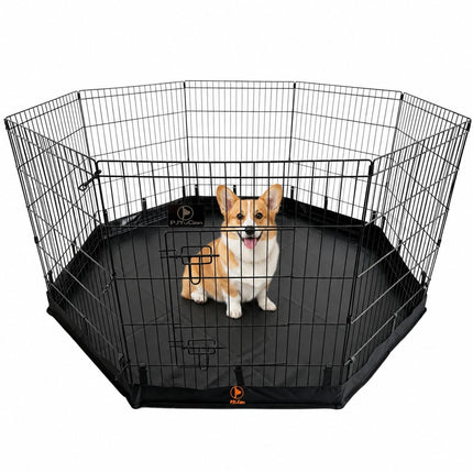 PJYuCien Puppy Playpen with Bottom Pad and Door, 8 Panels 30" H, Black