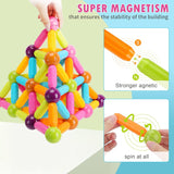 54PCS Magnetic Building Sticks Blocks Toys, Magnetic Balls and Rods Set for Kids, Magnetic Building Set,Toddler Montessori Toys,STEM Stacking Toys T103
