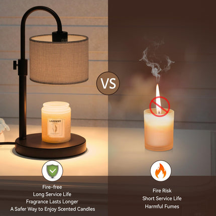 FINCMY Candle Warmer Lamp with Timer, Dimmable Candle Wax Warmer Electric Candle Warmer with Replacement Bulbs, Bedroom Home Decor Compatible with Various Candles (Gray-Upgraded)