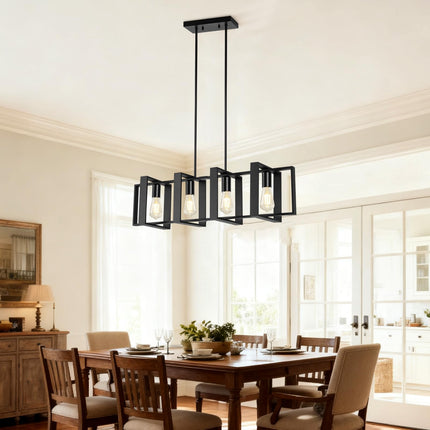 Maichixin 4 Lights Black Linear Kitchen Island Light Fixtures, BLACK