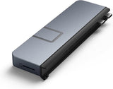 HyperDrive Duo 7-in-2 MacBook USB C Hub — USB Hub for Mac Pro 14” & 16” — 4K60Hz HDMI, Ethernet, USB4 40Gbps 100W Power Delivery, USB-C 10Gbps, USB-A, MicroSD, 3.5mm Jack, Magnetic Mount (Space Gray)