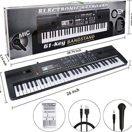 WOSTOO Kids Piano Keyboard, 61 Keys Multi-Function Electronic Keyboard Educational Toy, Rechargeable Portable Piano with Microphone Musical Instrument for Kids Beginners Girls Boys