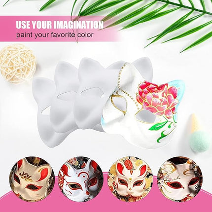 GUGELIVES 5 Pack Fox Mask DIY Paintable Cosplay Accessories Mask