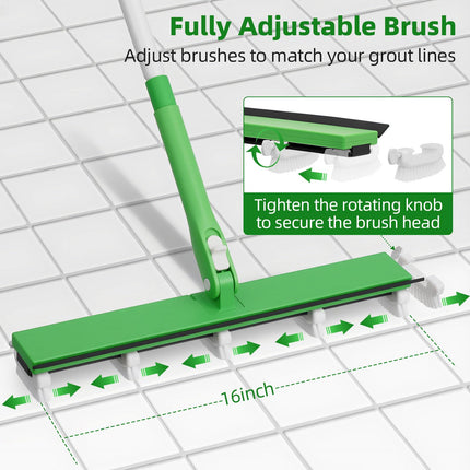 Zavrski Grout Cleaner Brush with 66'' Long Handle Stiff Bristle Grout Scrub Brush Crevice Cleaning Brush for Shower, Bathroom, Kitchen, Tile Floor, Wall and Ceiling (6 Brush Heads)