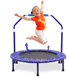 36'' Mini Trampoline for Kids With Adjustable Handle and Safety Padded Cover - Foldable Indoor & Outdoor Rebounder for Toddler Play and Exercise