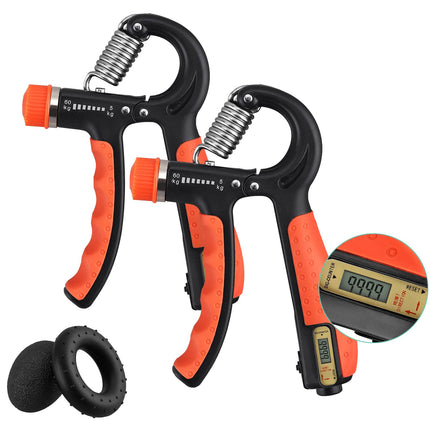 VINTEAM Hand Grip Strengthener with Counter, 4 Pack Forearm Trainer Workout Kit, Adjustable Resistance Grip Strengthers with Grip Ring &Grip Ball, for Hand Strength Trainer, Recovery