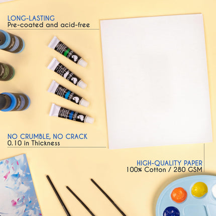 28 Canvases for Painting - Multisize Set, 5x7, 8x10, 9x12, 12x16 - White Canvas Boards -100% Cotton, 280 GSM and Acid-free