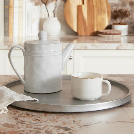 DN DECONATION Silver Ottoman Tray, Trays for Home Decor Table Centerpiece