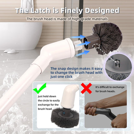 GOLUMU Electric Spin Scrubber Full-Body IP68 Waterproof Cordless Bathroom Cleaning Brush with 2 Replaceable Brush Heads, 2 Adjustable Speeds, Power Bath Brush Cleaner for Bathtub Shower