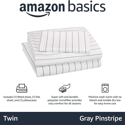 Amazon Basics Soft Microfiber Sheet Set with Elastic Pockets - Twin, Soft, Easy-Wash Lightweight Microfiber - Jade Medallion F4MJ