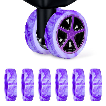 BOXOB 8pcs Thickened Dopamine Silicone Luggage Spinner Wheel Covers Luggage Wheel Accessories for Most 8 Caster Luggage, Purple