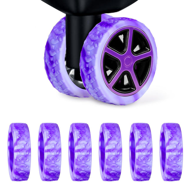 BOXOB 8pcs Thickened Dopamine Silicone Luggage Spinner Wheel Covers Luggage Wheel Accessories for Most 8 Caster Luggage, Purple