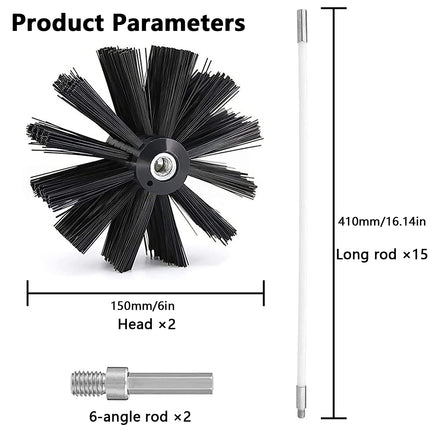 Yisowy Chimney Cleaning Brush Kit, Chimney Sweep Kit with Extension Flexible 23 Nylon Rods Dryer Vent Cleaner Kit, Fireplace Chimney Brushes, Chimney Sweeping Tool with 2 Synthetic Brush Heads