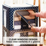 Oxford Fabric Storage Box with Steel Frame,Foldable Stackable Container Organizer