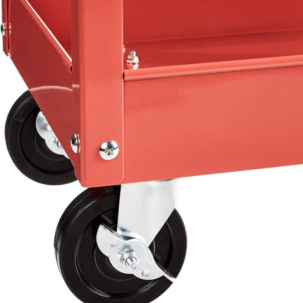 Amazon Basics Steel 3-Shelf Multipurpose Tub Utility/Supply Cart with 550 lb Capacity - Red