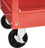 Amazon Basics Steel 3-Shelf Multipurpose Tub Utility/Supply Cart with 550 lb Capacity - Red