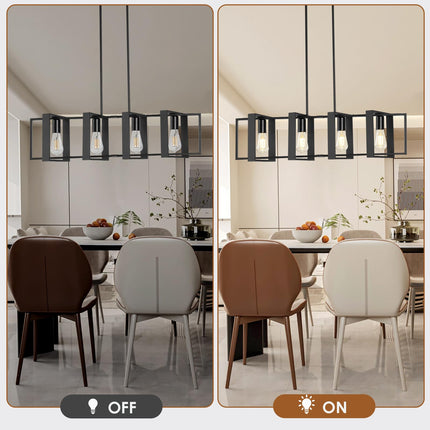Maichixin 4 Lights Black Linear Kitchen Island Light Fixtures, BLACK