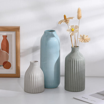 Ceramic Vase Set of 3, Vases Home Decor Rustic Vase Farmhouse Decor Vase Terra Cotta Pottery Vases