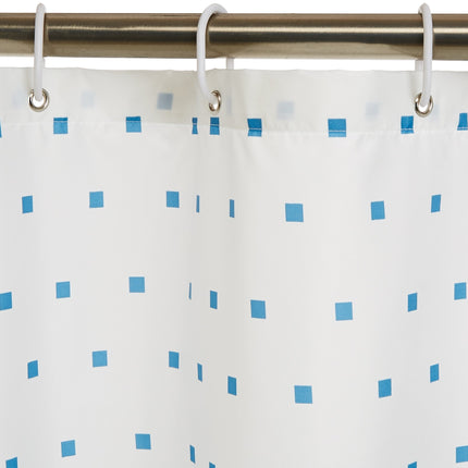 amazon basics Polyester Squares Shower Curtain with Hooks - 72 x 72 inch, Blue(Washable)