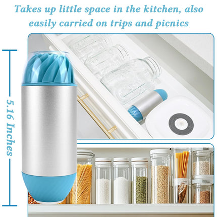NEXT-SHINE Electric Portable Food Sealer with 5 Reusable Vacuum Bags + 10 Lids + Wide & Regular Mouth for Canning Jars, Seal Meal Saver Fermentation Food Storage