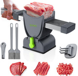 Fresh Meat Slicer, Thickness Adjustable Stainless Steel Kitchen Cleaver Knife Set With Block, Manual Fresh Meat Cutter Jerky Slicer For Beef Pork, Cooking BBQ Hot Pot (Gray)