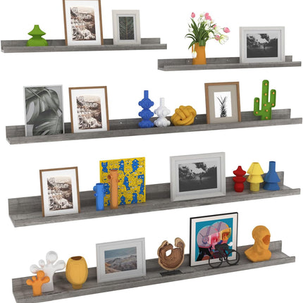 Lyeasw 24 inch Floating Shelves for Wall Set of 5, Grey Wall Mounted Shelves with Lip for Bathroom, Bedroom, Kitchen, Office